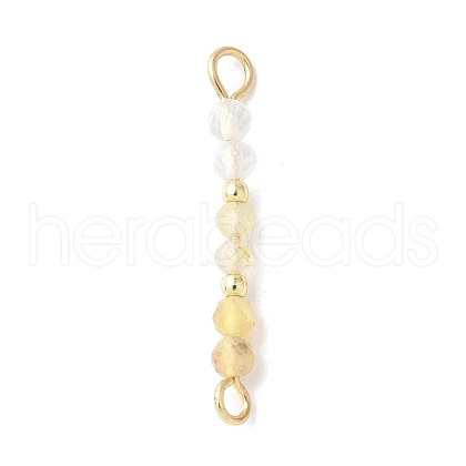Faceted Round Natural Quartz Crystal & Gold Rutilated Quartz & Yellow Opal Beaded Connector Charms PALLOY-JF03530-04-1