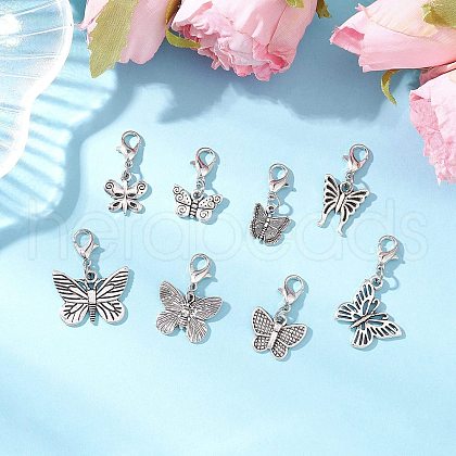 Butterfly Tibetan Style Alloy Pendant Decorations HJEW-JM03140-1