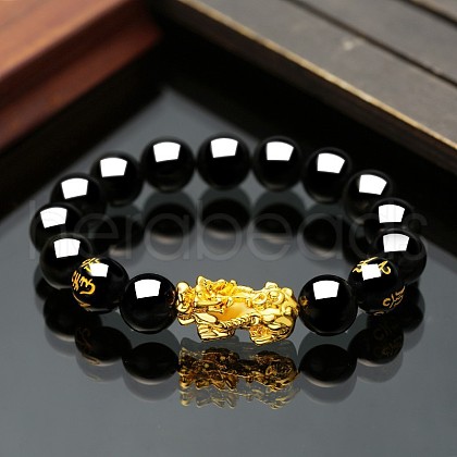 Glass Round Bead Stretch Bracelets WG0941C-07-1