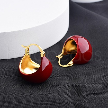 Bag Brass Enamel Hoop Earrings for Women EJEW-U055-09G-1