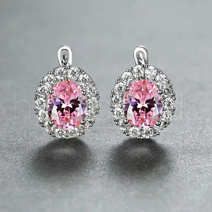 Brass Cubic Zirconia Hoop Earrings WGD6818-03-1