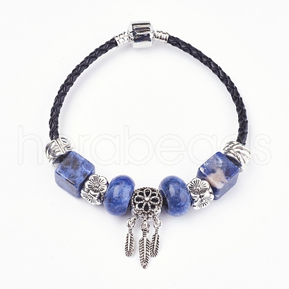 Natural Sodalite Beads Cord Bracelets BJEW-O162-G06-1