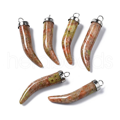 Natural Unakite Pendants G-S356-12B-1