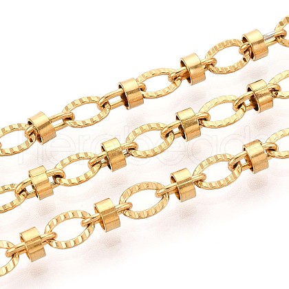 304 Stainless Steel Textured Oval Link Chains CHS-N005-06E-G-1