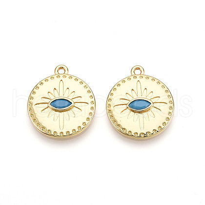 Brass Pave Cubic Zirconia Pendants KK-T074-58G-1