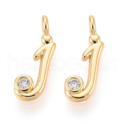 Brass Micro Pave Cubic Zirconia Charms KK-N263-97G-J-1