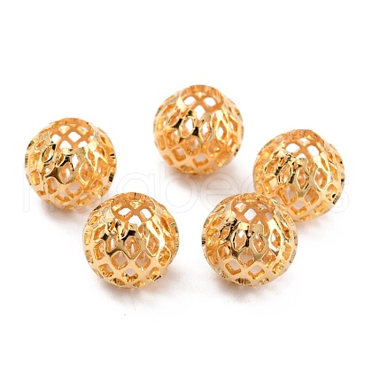 Long-Lasting Plated Hollowed Brass Beads KK-O133-002C-G-1