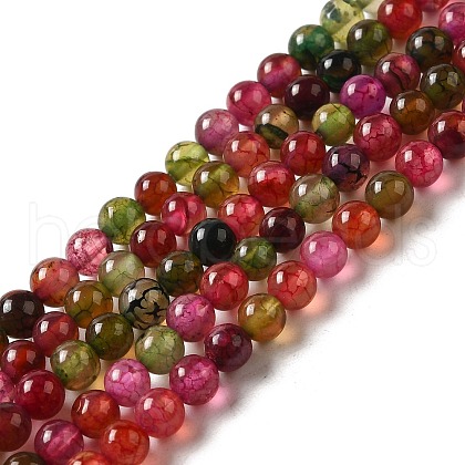 Dyed Natural Agate Beads Strands G-R262-4mm-1-1