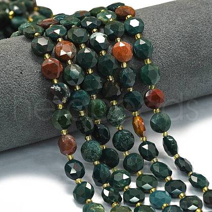Natural Bloodstone/Heliotrope Stone Beads Strands G-C116-A143-01-1