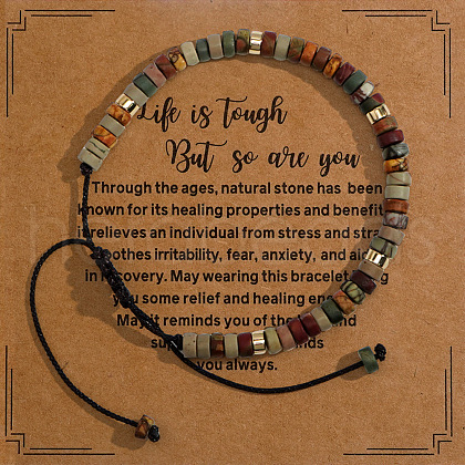 Adjustable Gemstone Braided Bead Bracelets PX1139-31-1