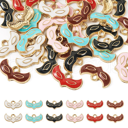 36Pcs 6 Colors Alloy Enamel Pendants ENAM-TA0001-41-1