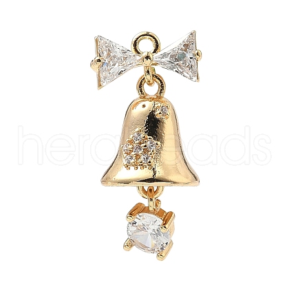 Brass Micro Pave Clear Cubic Zirconia Pendants KK-S531-24G-1