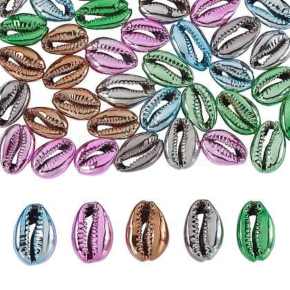 50Pcs 5 Colors Electroplated Sea Shell Beads SSHEL-SZ0001-02-1