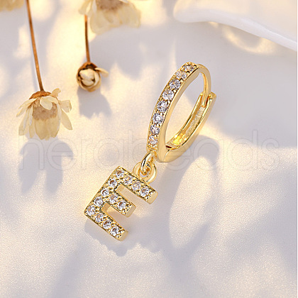 Brass Micro Pave Clear Cubic Zirconia Hoop Earrings WGE85EC-06-1