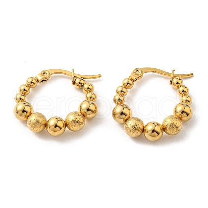 Vacuum Plating 304 Stainless Steel Beaded Hoop Earrings for Women EJEW-F319-03G-1