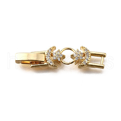 Brass Micro Pave Clear Cubic Zirconia Fold Over Clasps KK-R222-05G-1
