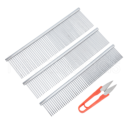 CHGCRAFT 4Pcs 4 Style Stainless Steel Pet Combs AJEW-CA0001-60-1