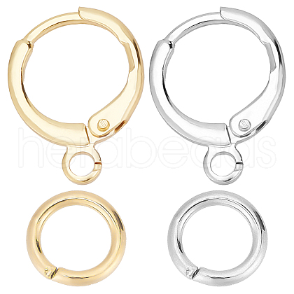 CREATCABIN 24 Pairs 2 Colors Brass Huggie Hoop Earring Findings DIY-CN0002-06-1