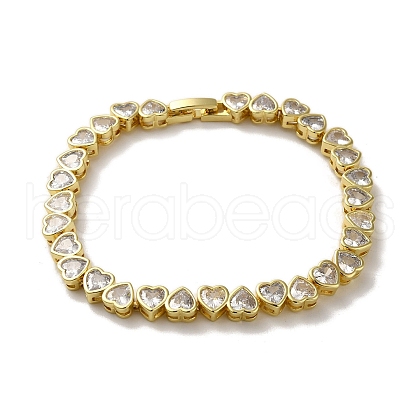 Rack Plating Brass Pave Clear Cubic Zirconia Link Bracelets KK-R158-13G-1