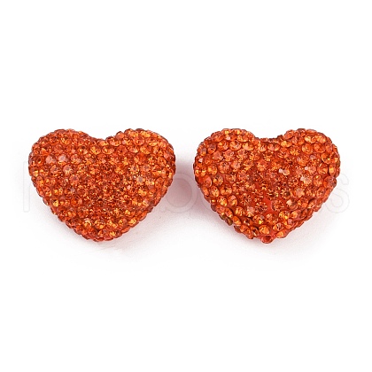 Heart Shaped Polymer Clay Rhinestone Beads CLAY-NH0002-02A-1