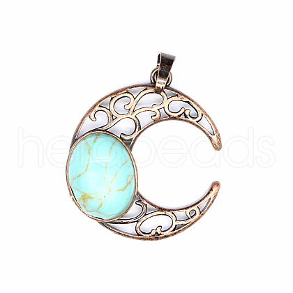 Retro Hollow Natural Turquoise Pendants PW-WGE1A4B-04-1