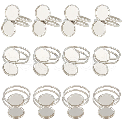 Beebeecraft 16Pcs 201 Stainless Steel Cuff Ring Findings RJEW-BBC0001-17-1
