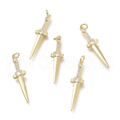 Brass Micro Pave Clear Cubic Zirconia Pendants X-ZIRC-I048-16G-1