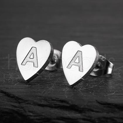 Heart 201 Stainless Steel Stud Earrings WGB8201-22-1