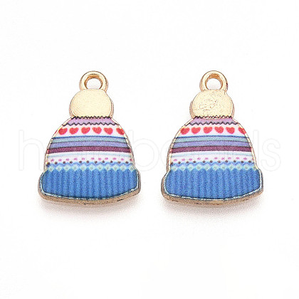 Winter Theme Printed Alloy Pendants PALLOY-H127-03G-02-1
