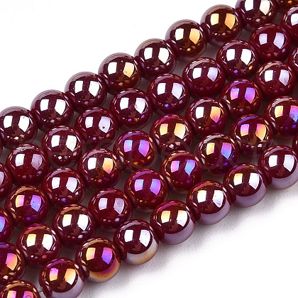 Electroplate Opaque Glass Beads Strands GLAA-T032-P4mm-AB05-1