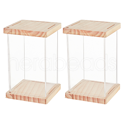 Assembled Transparent Acrylic and Wood Display Boxes AJEW-WH0324-30-1