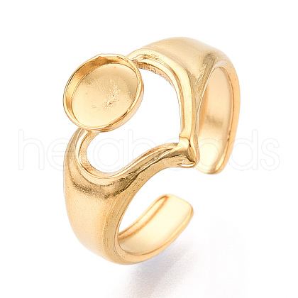 Heart 304 Stainless Steel Cuff Ring Components STAS-T066-11G-1