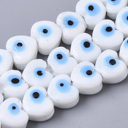 Handmade Evil Eye Lampwork Beads Strands LAMP-R143-07-1