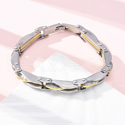 304 Stainless Steel Link Chain Bracelets for Women Men BJEW-R018-06GP-1
