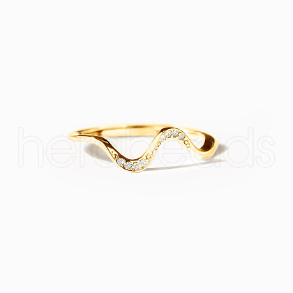 Wave Shaped 925 Sterling Silver Micro Pave Clear Cubic Zirconia Finger Rings FS-WG6021D-06-1