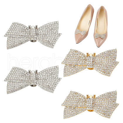 ARRICRAFT 4Pcs 2 Colors Bowknot Crystal Glass Rhinestone Shoe Decoration FIND-AR0004-55-1