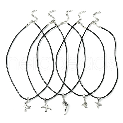 Antique Silver Alloy Bird Pendant Necklaces NJEW-JN04558-1