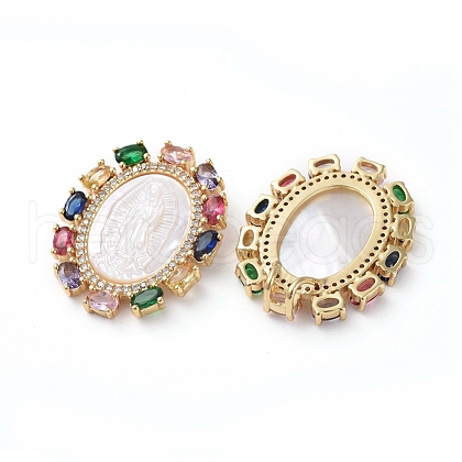 Brass Cubic Zirconia Pendants KK-E781-01G-1