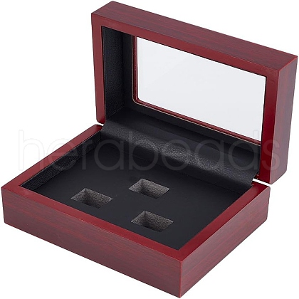 3-Slot Wood Championship Rings Display Case CON-WH0088-71-1