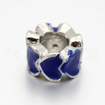 Alloy Enamel Flat Round Large Hole European Beads MPDL-M031-02-1