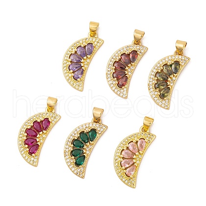 Brass Micro Pave Cubic Zirconia Pendants KK-E108-05G-1