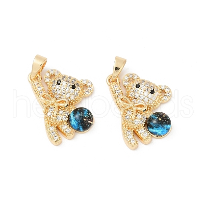 Brass Micro Pave Clear Cubic Zirconia Pendants KK-R213-07G-02-1