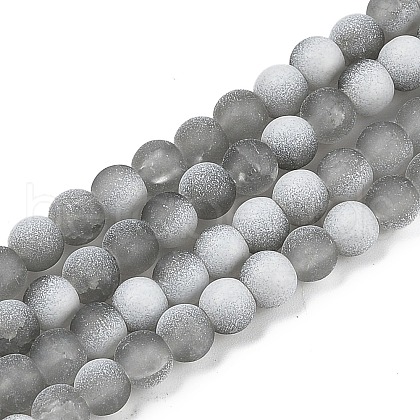 Frosted Crackle Glass Beads Strands X1-GLAA-U001-8mm-M06-1