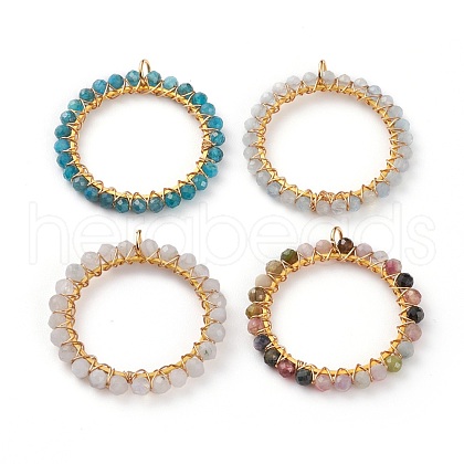 Natural Mixed Gemstone Pendants PALLOY-JF00590-1