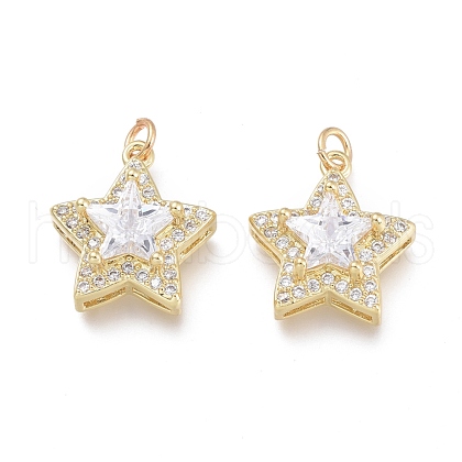 Brass Micro Pave Cubic Zirconia Pendants ZIRC-F114-10-G-1