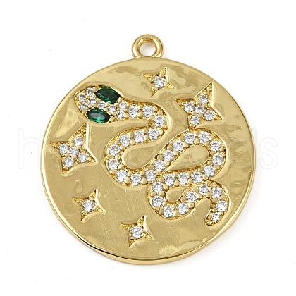 Brass Micro Pave Cubic Zirconia Pendants KK-M322-35G-1
