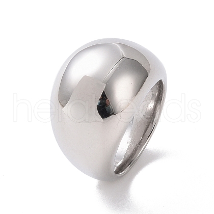 304 Stainless Steel Chunky Dome Finger Ring for Women STAS-E168-09P-02-1