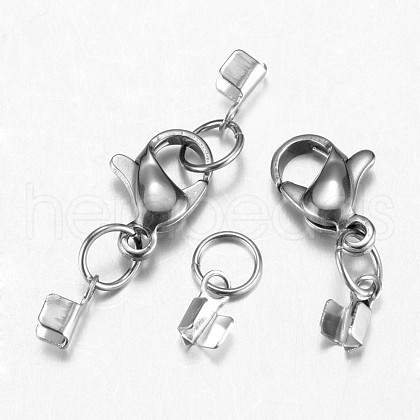 Tarnish Resistant 304 Stainless Steel Lobster Claw Clasps X-STAS-G075-02A-1