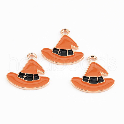 Light Gold Tone Alloy Enamel Pendants ENAM-T018-19B-1