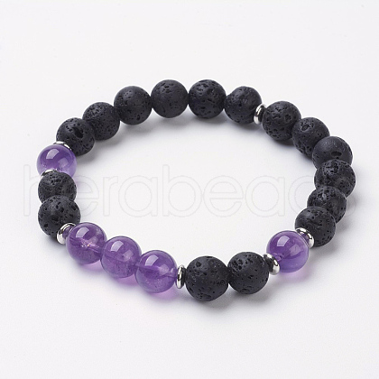 Natural Amethyst Stretch Bracelets X-BJEW-JB02754-04-1